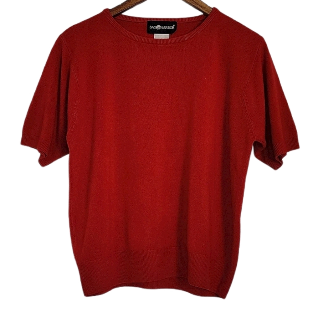 Sage Harbor Red Short Skeeve Crewneck Top …